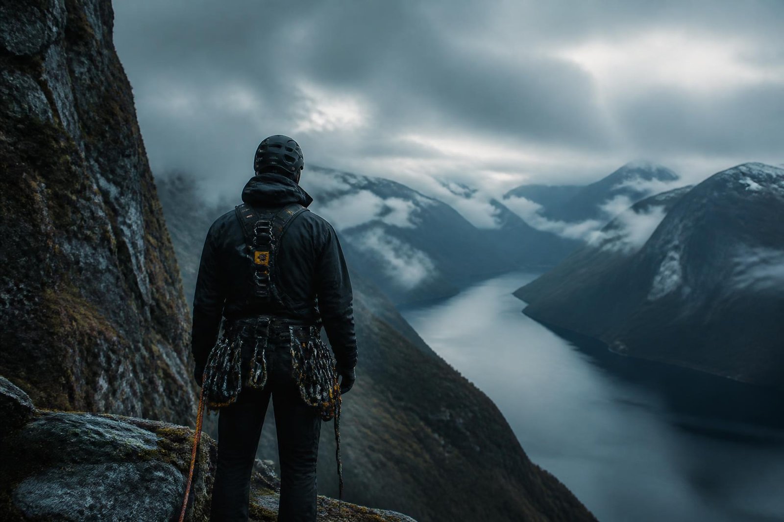 Rope access technician in the Scottish Highlands